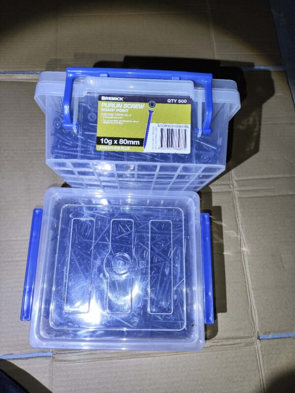 Bremick Purlin Screws 10g x 80mm  Blue Ruspert Finish 500pcs