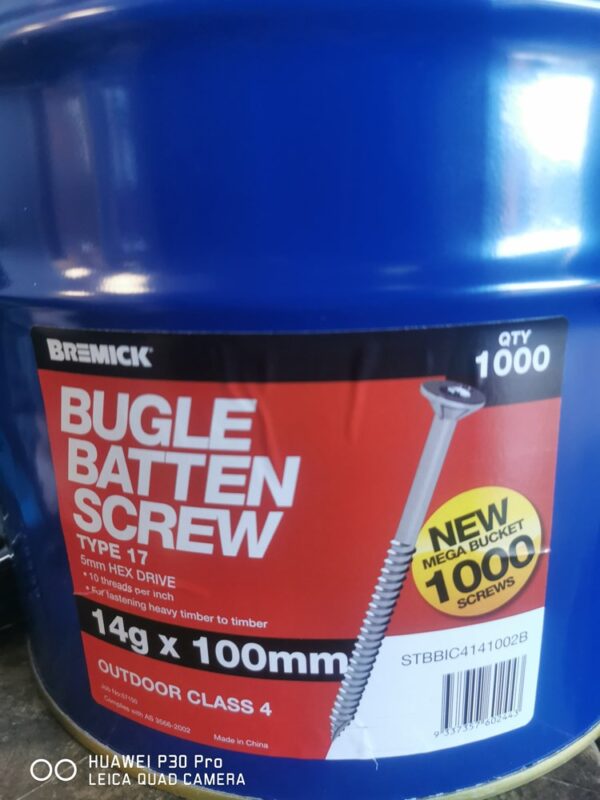 Bremick STBBIC4141002B Bugle Batten Screw 14Gx100mm 500pcs