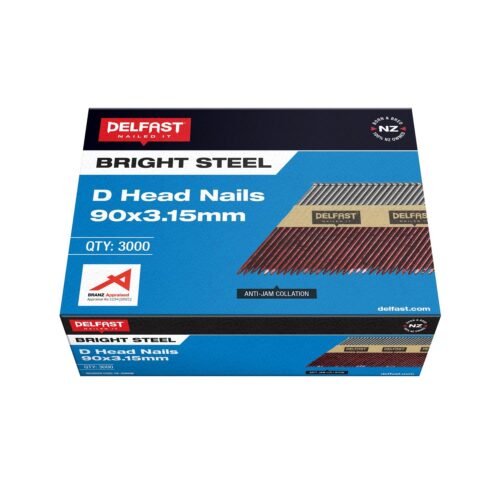 Delfast D Head Collated Framing  Nails 90 x 3.15mm Bright  - pack of 3,000
