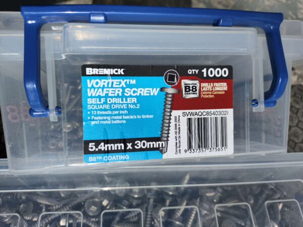 Bremick  Metal fixing screws 12gx30mm Galv (1000/Pack)