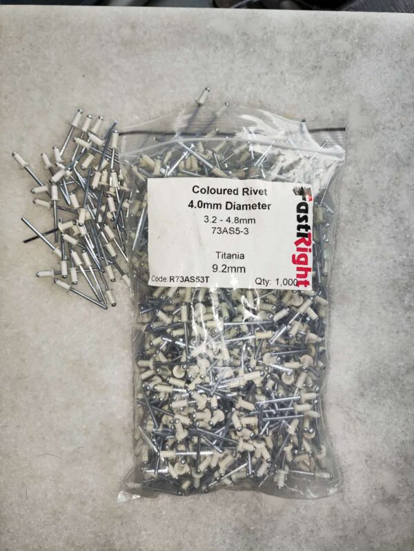 Rivet  4mm Diameter X9.2mm Length (1000/Box)